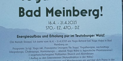 Yogakurs - Mitglied im Yoga-Verband: BYV (Der Berufsverband der Yoga Vidya Lehrer/innen) - Hessen Süd - Einladung zum Yoga-Retreat in Bad Meinberg - Ursula Owens