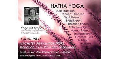 Yogakurs - spezielle Yogaangebote: Yogatherapie - Katja Wehner - zertif. Yogalehrerin, Yogatherapeutin
