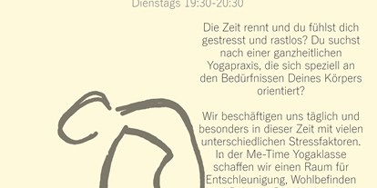 Yogakurs - Art der Yogakurse: Offene Kurse (Einstieg jederzeit möglich) - Bremen - ME-TIME dienstags 19:30-20:30 - Kristina Terentjew