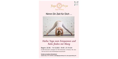 Yogakurs - Mitglied im Yoga-Verband: BYV (Der Berufsverband der Yoga Vidya Lehrer/innen) - Schwäbische Alb - Neuer Kurs ab September 2021 - Hatha Yoga zum Entspannen und Ruhe finden mit Klang