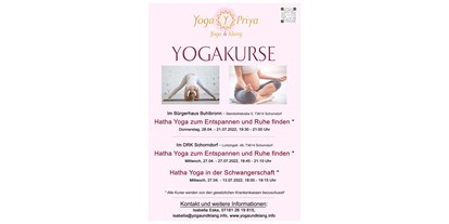 Yogakurs - Yogastil: Hatha Yoga - Berglen - Neue Kurse ab April 2022 !!! - Hatha Yoga zum Entspannen und Ruhe finden mit Klang