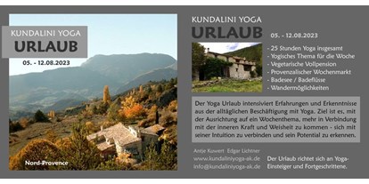 Yoga course - Eventart: Yoga-Urlaub - Yoga Retreat August 2023 – L’Adret de Cornillac (nördliche Provence- Drôme)