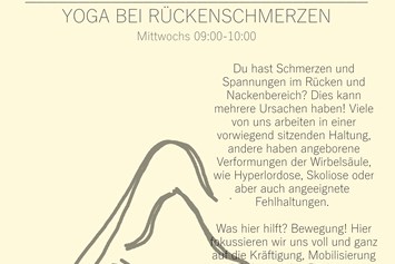 Yoga: YOGA BEI RÜCKENSCHMERZEN mittwochs 09:00-10:00 - Kristina Terentjew